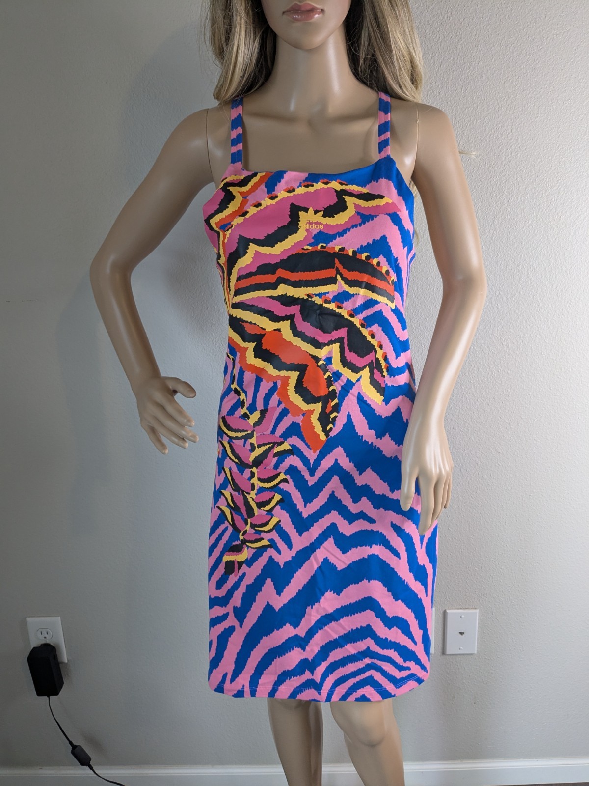 Adidas X FARM Rio Dress Women's Size XL Mini Dress 3-Stripes Tropical Sporty NWT image 5