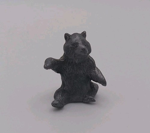 Vintage  Miniature Pewter 1-1/8" Tall BEAR Figurine 