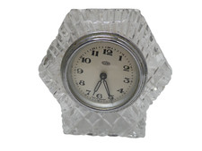 VINTAGE ORNATE CUT GLASS ASTRA MADE IN GERMANY ART DECO DESK CLOCK