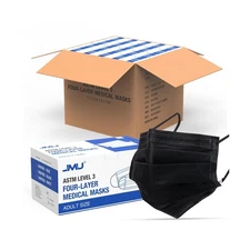 JMU Black Disposable Face Masks, (40Box, 2000Pcs) 4-Ply ASTM Level 3 Medical ...