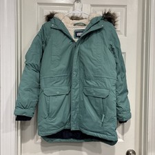Land's End Kids Expedition Waterproof Down Parka "Grow-A-Longs" Aqua Sz XL 14-16
