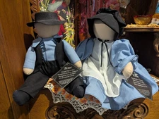 Vtg Katie's Amish Dolls Set Boy Girl Authentic Attire 19” USA Handmade Old Order