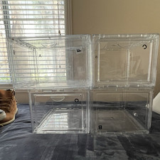 Set of 4 Clear Stackable Shoe Storage Boxes - 30 OBO