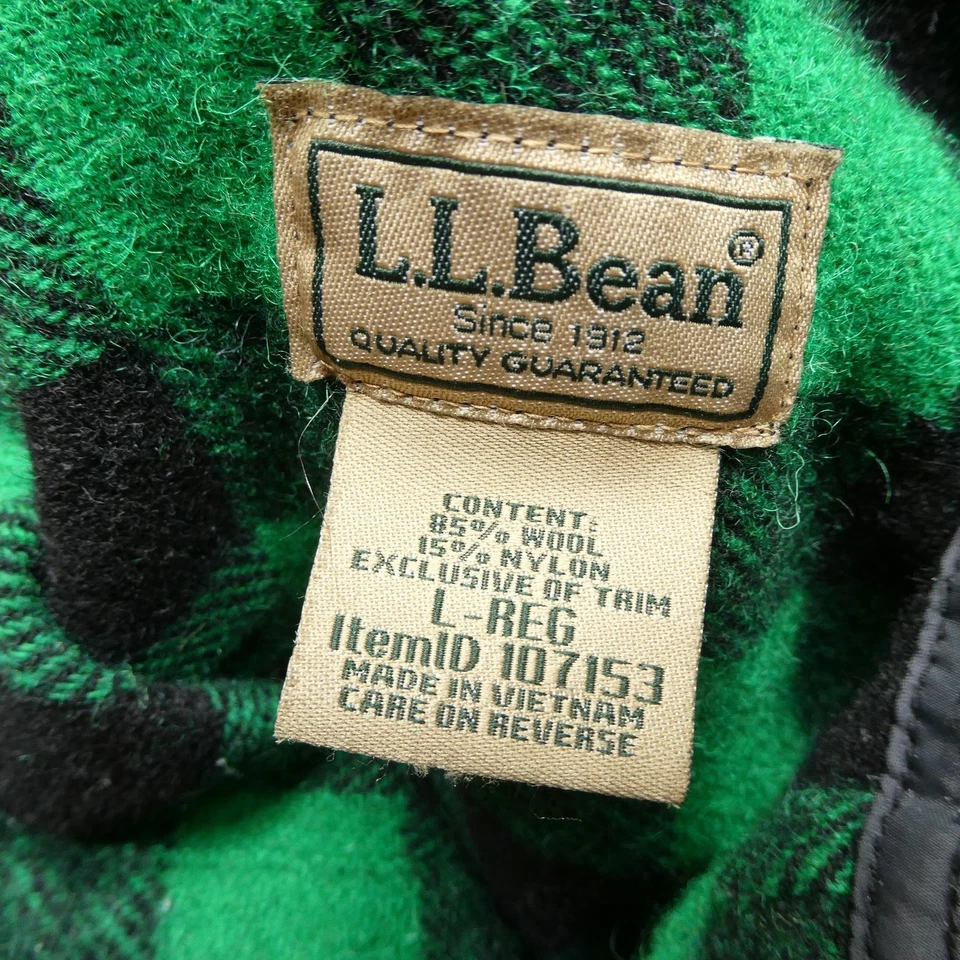 LL Bean Camisa Chaqueta Para Hombres L Verde Negro Lana Búfalo Cuadros Franela Chamarra Foto 3 de 4