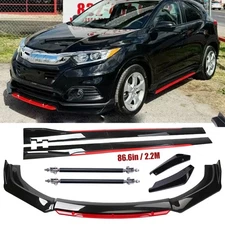 For Honda HR-V 2016-24 Front Bumper Lip Spoiler Splitter Glossy Black +Red Body