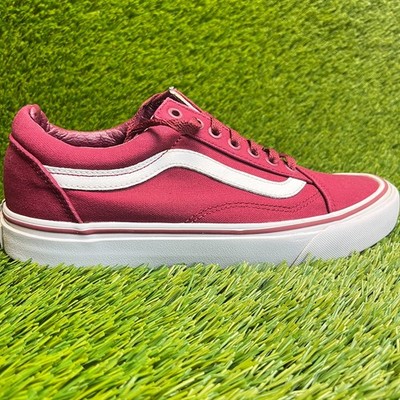 Vans Old Skool Low Mens Size 8.5 Womens 10 Maroon White Athletic Shoes Sneakers