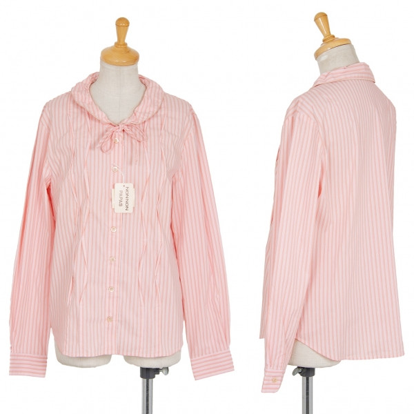 Mademoiselle NON NON◆長袖ブラウス/38/コットン/BEG Mademoiselle NON NON Striped Stretched Long Sleeve Shirt