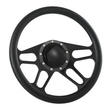 14'' Billet Half Wrap 9 Bolts Steering Wheel with Horn Button  Black