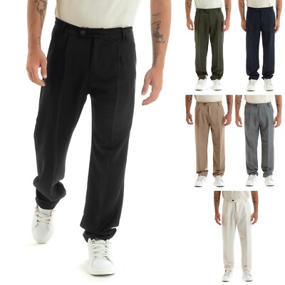Herren Hose Wide Leg Stretch hinten verlängerte Knopfleiste verschiedene Farben