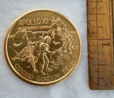 ALUMINUM SPACE TOKEN NOV 17 1969 MAN ON MOON SPACESHIP APOLLO XII ...