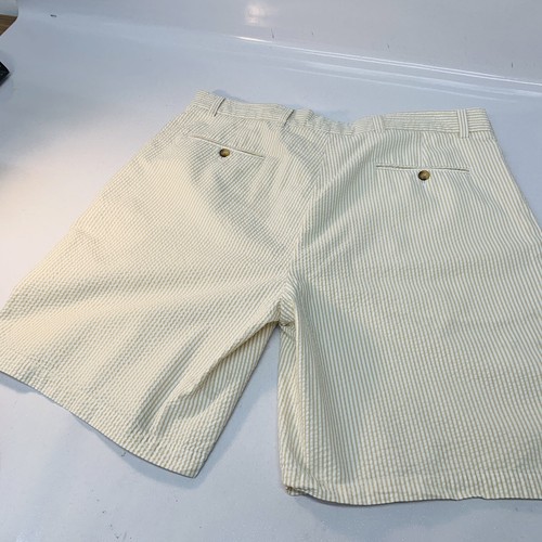 Greg Norman Searsucker Shorts Men 40 White Yellow Stripe All Cotton Vacation - Picture 5 of 10