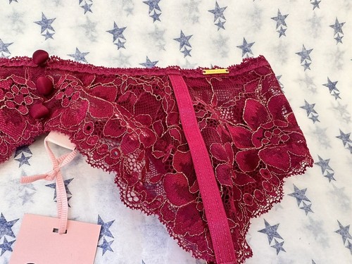NEW! Boux Avenue UK8-10 12-14 16-18 grape/gold metallic Bea lace suspender belt - Picture 2 of 12