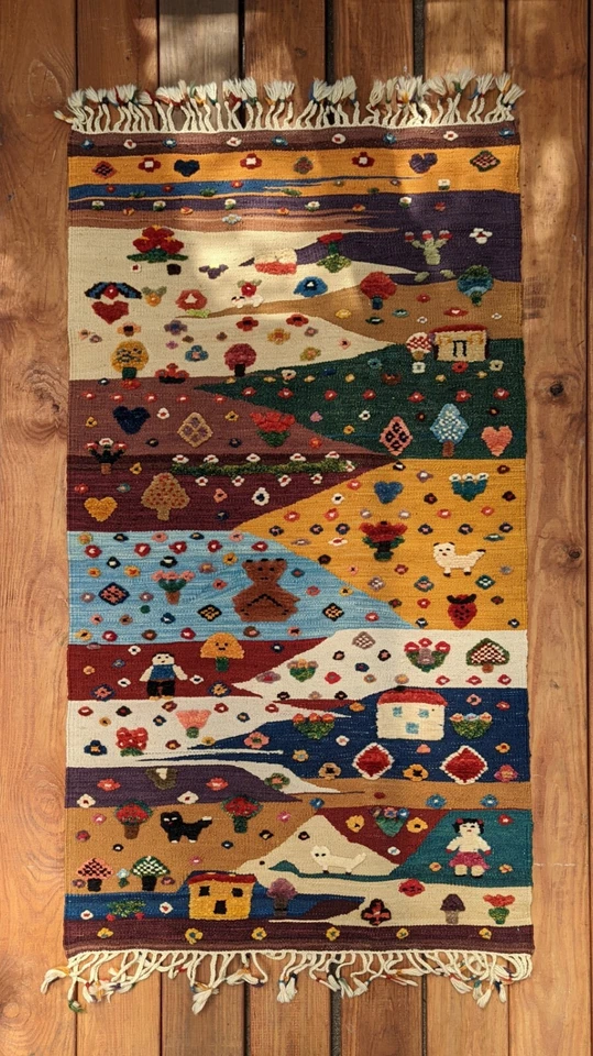 Tinte natural tejido a mano arte popular Kilim de Turquía Foto 2 de 4