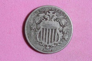 Estate Find 1867 - Shield Nickel!!  #K49821