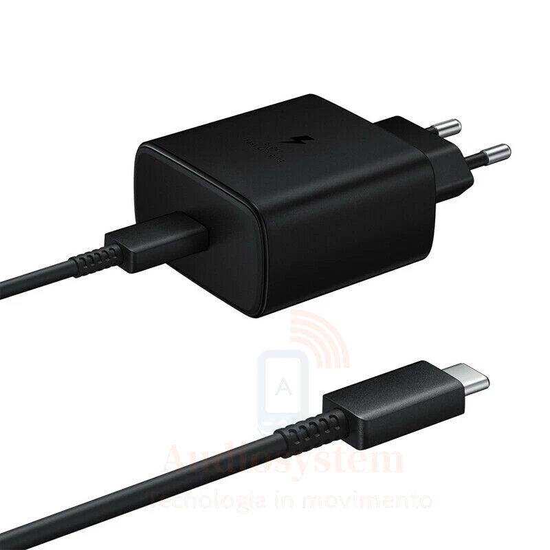 CARICABATTERIA ULTRA 45W ORIGINALE SAMSUNG +CAVO USB C EP-TA845 CARICATORE NERO - Immagine 2 di 4