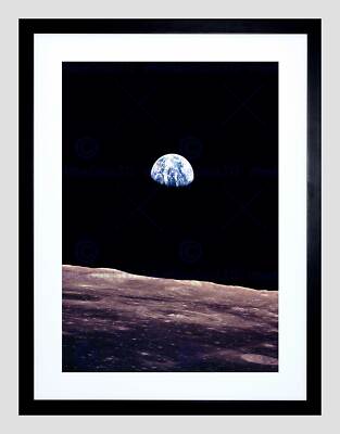 SPACE PLANET EARTH LUNAR SURFACE MOON LANDSCAPE COOL FRAMED ART PRINT B12X7764