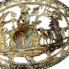 1870s Dresden Fabric Label Little Bo Peep F193