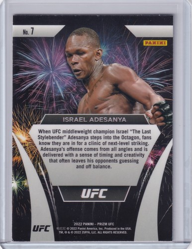 2022 Panini Prizm UFC Fireworks #7 Israel Adesanya MMA UFC - Picture 2 of 2