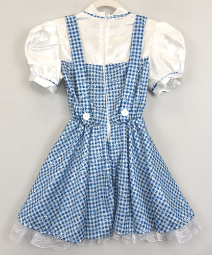 Wizard Of OZ Dorothy Dress Gingham Sequin Mesh Lined Girl S Blue White Cosplay - Picture 2 of 11
