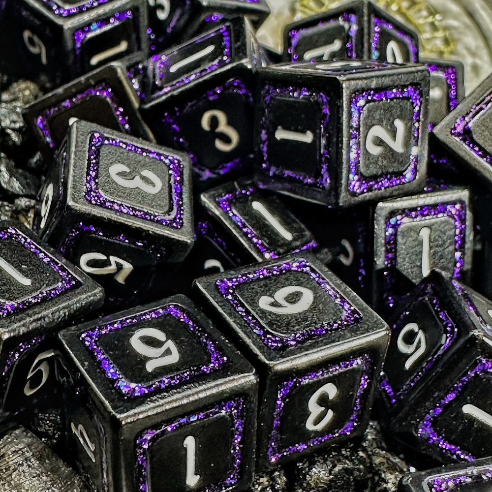 Sage's Splendors Royal Purple Metal d6 Dice 24 Piece Set DnD Games MtG Dice