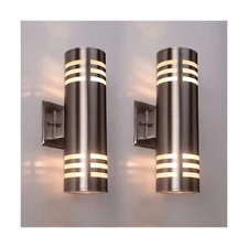 2 Pack Outdoor Wall Sconce, Waterproof Wall Light Fixture, Cylinder Porch Wal...