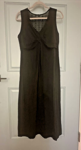 Daisy Fuentes Womens Sleeveless Maxi Dress Black VNeck Front Knot Twist Cotton M