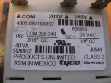 Products Unlimited 4000-09V18A849 B1378501 Transformer Pri 208/240 Sec 24v 40va