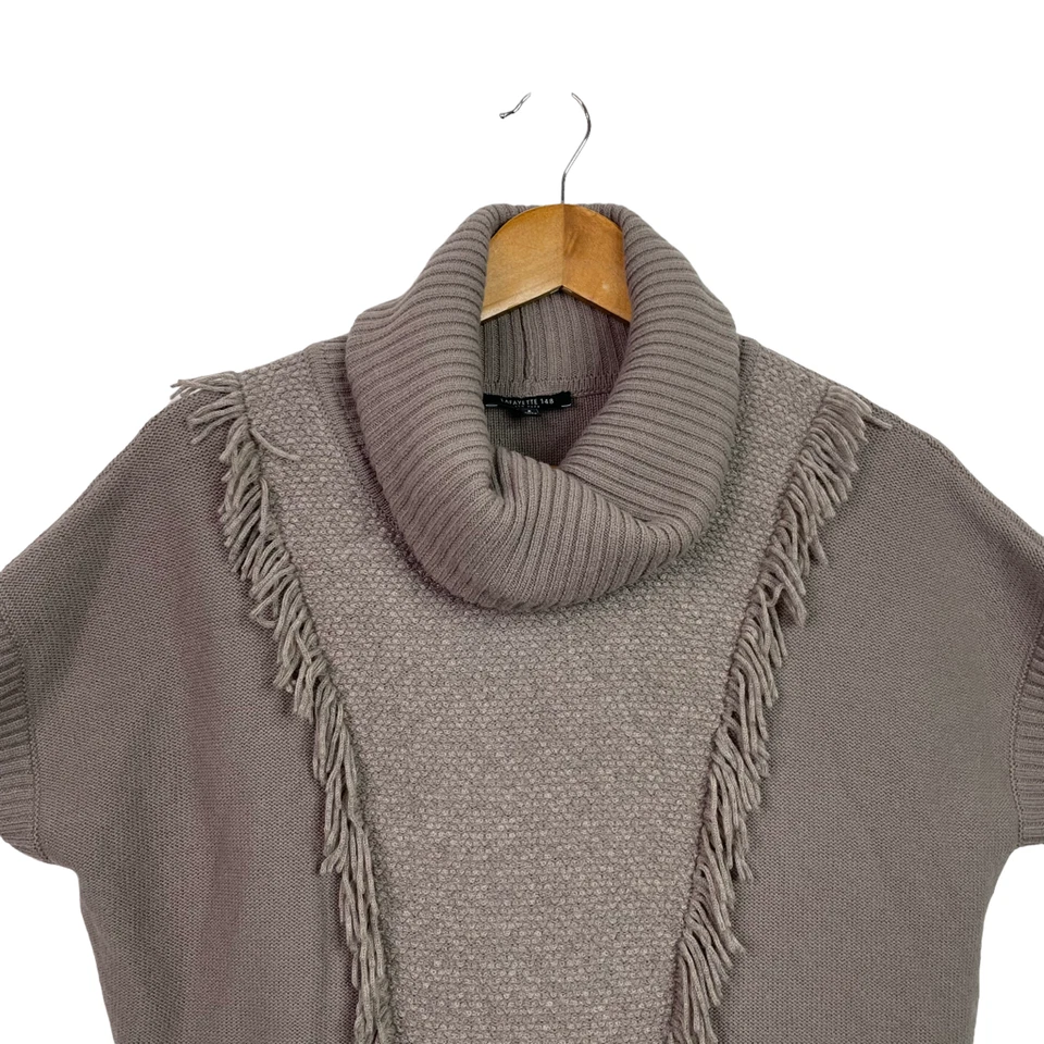 Suéter de manga corta con flecos y capucha para mujer Lafayette 148 talla P (0-2) Foto 2 de 4