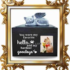 Pet Urns for Cats Ashes, 18 13 13.5cm Wooden, Cat Memorial Cremation Urn Box