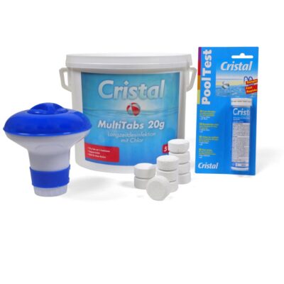 MultiTabs Chlor 5 in 1 (20 g) 5,0 kg, Dosierschwimmer, Teststreifen + POOL Total