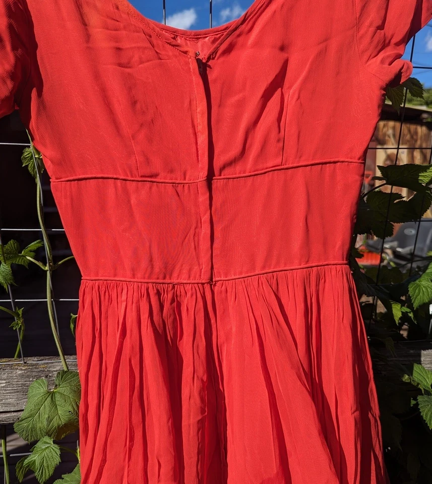 Vestido de novia rojo cereza vintage de los años 50 pinup bomba escote redondo talla S/M Foto 3 de 4