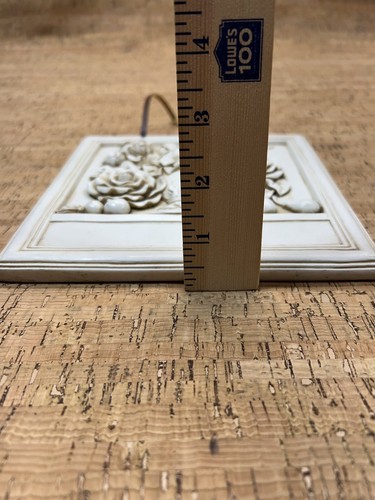 Floral Ceramic Tile 3D Wall Plaque Ivory Farmhouse Cottage Boho Decor Leather - Picture 15 of 15