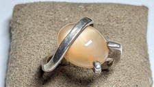 VINTAGE MOONSTONE STERLING SILVER RING SIZE 8 1/2 SIGNED GE 925