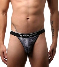 Papi Grey Paisley 2 Pack Microfiber Jocks Sz Small, Black, New, 24.00