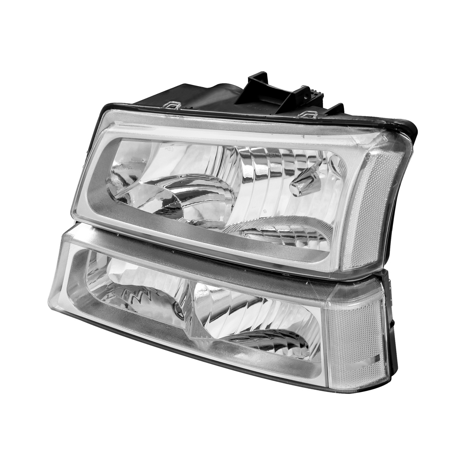 For 2003-2006 Chevrolet Silverado 1500 2500 3500 Chrome Headlights +Bumper Light