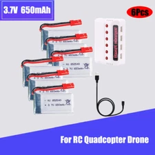 6× 3.7V 650mAh Lipo Battery JST For Syma X5C Cheerson CX-30W RC Quadcopter Drone