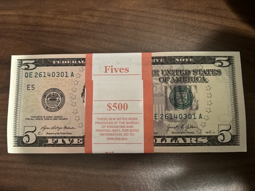 $5 Bills - 10 Uncirculated Five Dollar Bills In Sequential Order - Picture 3 of 5