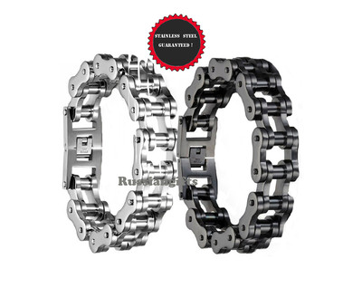Black or Silver 8'' 9'' 10'' Stainless Steel Motorcycle Bike Biker Chain Bracelet