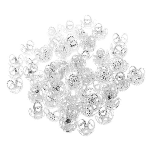 100-Teilige silberne 4-Blatt Filigran Perlenkappen, die riesige Perlen fuer2793 - Bild 1 von 5