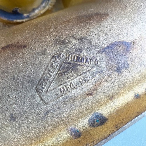 Bradley & Hubbard Jugendstil Messing Tintenfass mit original kobaltblauem Glas! - Bild 3 von 8