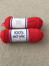 100 Acrylic Yarn lot of 2 Red, 4 oz. each