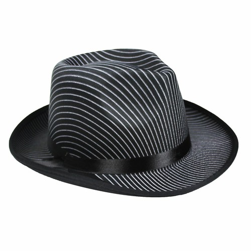 1920s Gangster Black Pinstripe Hat 