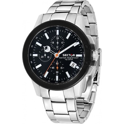 Orologio Uomo SECTOR 480 ref. R3273797005 Chrono Bracciale Acciaio Nero Sub 100m