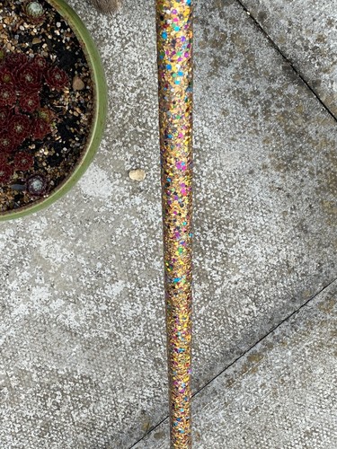 WALKING STICK WOMENS MENS WOODEN SMART PRETTY COLOURFUL byTerri B. GOLD RAINBOW - Picture 11 of 24