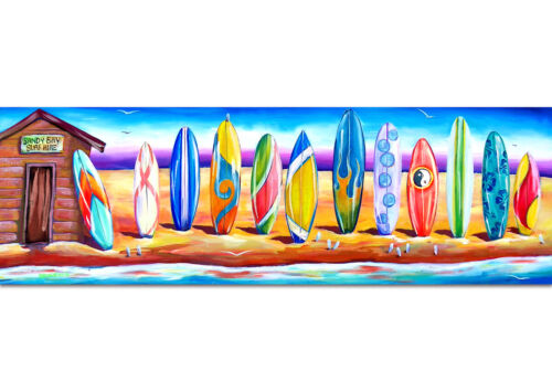DEBORAH BROUGHTON ART Stretched Surf Canvas Surfboard Beach Print: Choose a size - Picture 1 of 1