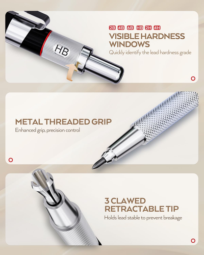 Nicpro 35PCS Art Mechanical Pencil Set, 3 PCS Metal Drafting Pencil 0.5 mm & 0.7 - Picture 3 of 7