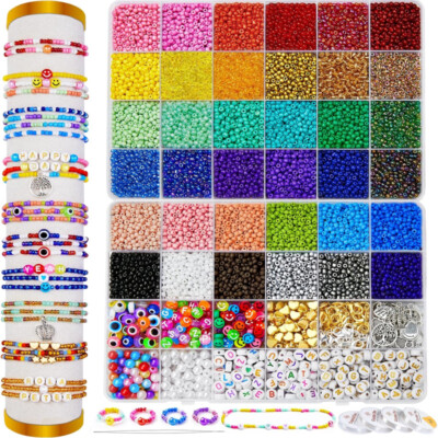 3mm Mini Glasperlen Set Basteln Perlen Ketten für Armband Halskette DIY Schmuck 