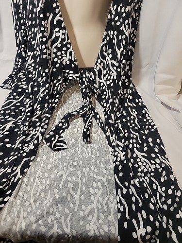 Diane Von Firstenberg Long Cardigan,Duster ,Wrap Dress,Tie,Black White, Med,NWT - Picture 3 of 8