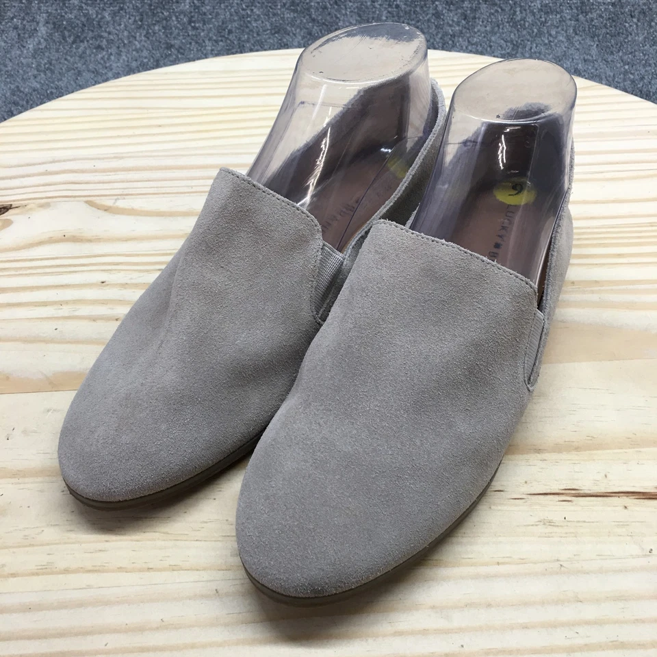 Zapatos Lucky Brand para mujer 9 M Charsa 2 mocasines planos gris gamuza cómodos sin cordones Foto 3 de 4