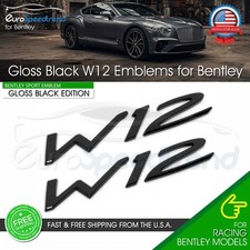 2x W12 Side Fender Emblem For Bentley Continental Gt Speed Badge Gloss Black